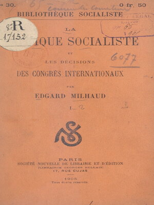 cover image of La tactique socialiste et les décisions des congrès internationaux, 1